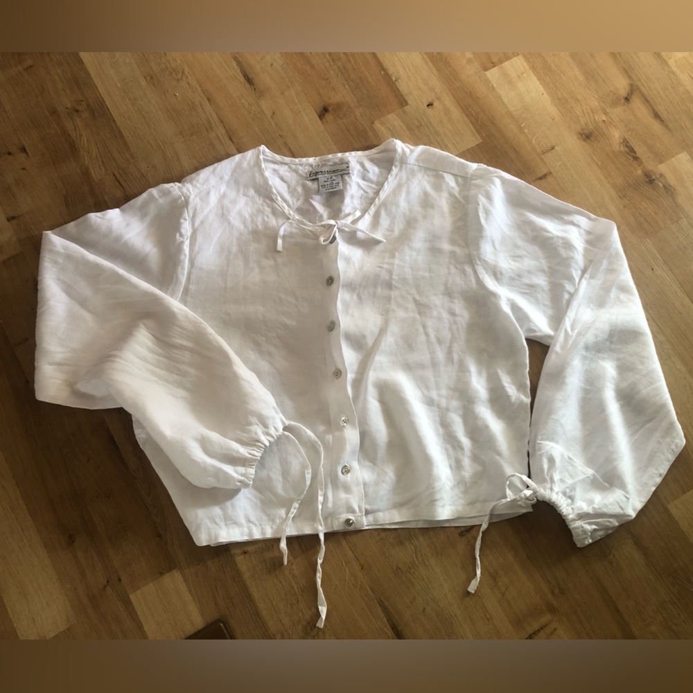 Lightweight White Button-Front Linen Blouse